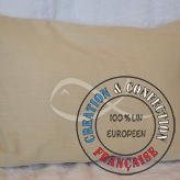 Coussin en lin brodé - naturel